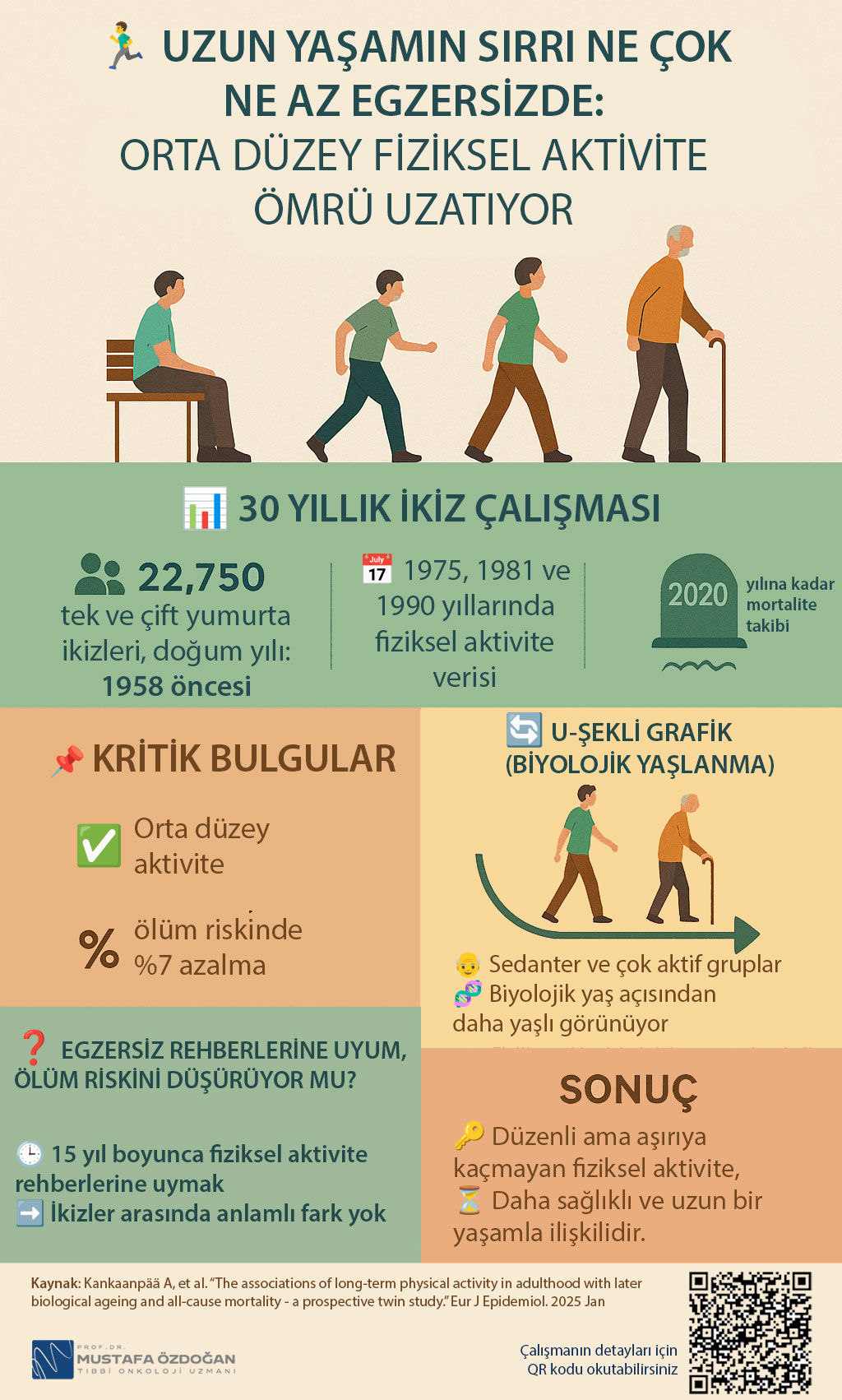 30 yillik dev ikiz calismasi kimler katildi ne incelendi orta duzeyli fiziksel aktivite olum riskin
