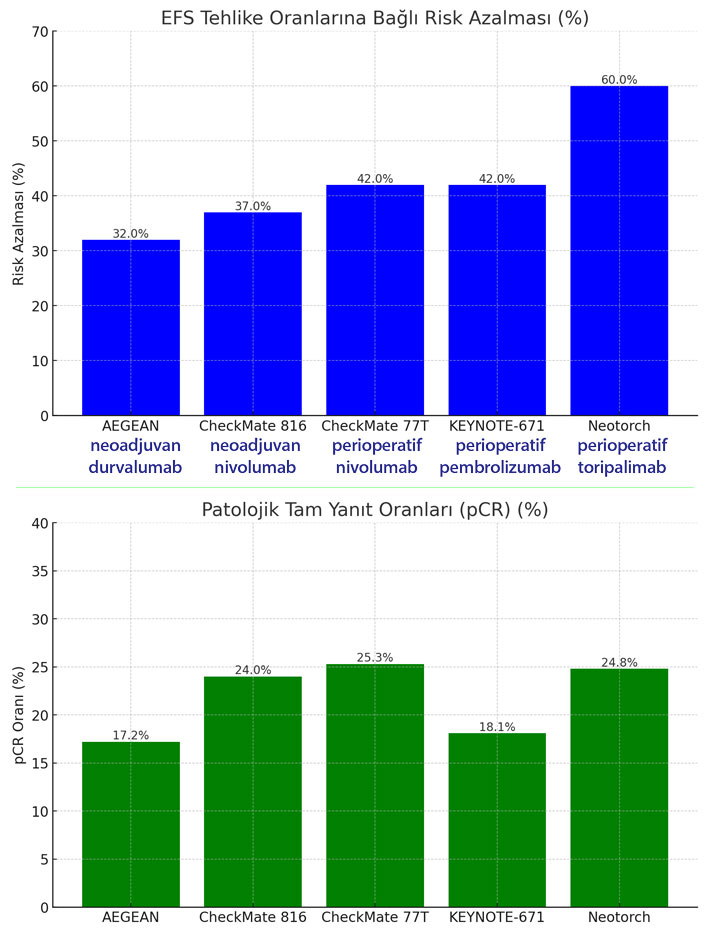 ameliyat edilebilir akciger kanseri neoadjuvan adjuvan ve perioperatif immunoterapi calismalri efs 