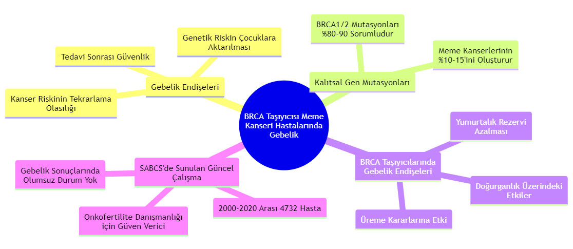 hartă mentală privind sarcina la pacientele cu cancer mamar purtătoare BRCA