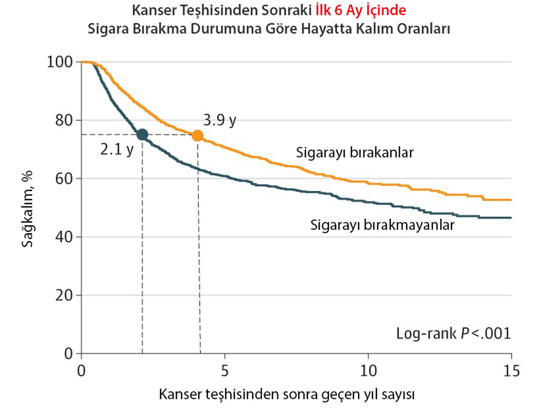 kanser teshisinden sonraki sigara birakma durumuna gore hayatta kalim oranlari jama oncology ekim 2