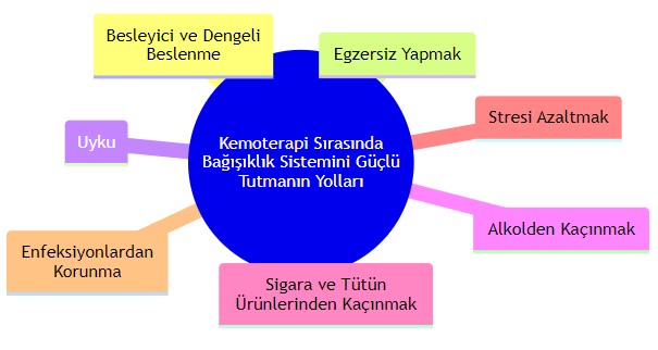 kemoterapi sirasinda bagiliklik sistemini guclu tutmanin yollari zihin diagrami 628870