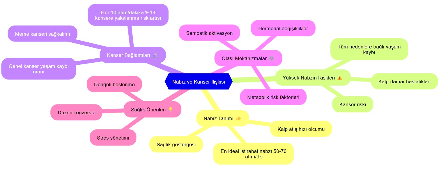 Infografische Zusammenfassung des Zusammenhangs zwischen Puls und Krebs