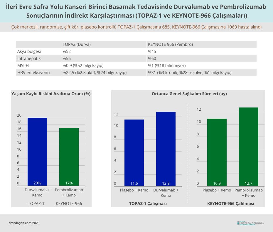 safra yolu kanserinde topaz 1 durvalumab ve keynote 966 pembrolizumab sonuclarinin indirekt karsila