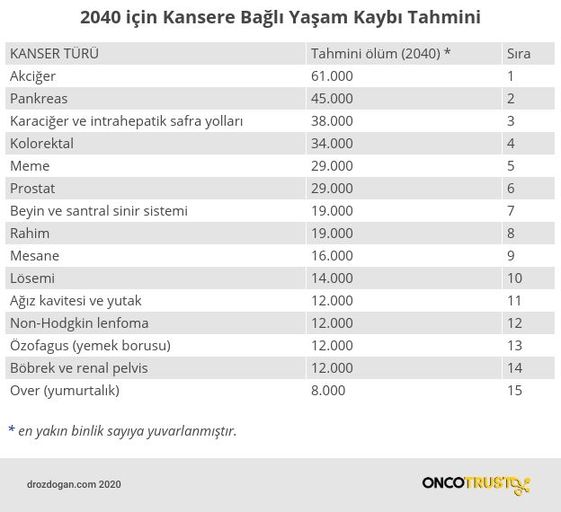 2040 icin kanser olum tahmini