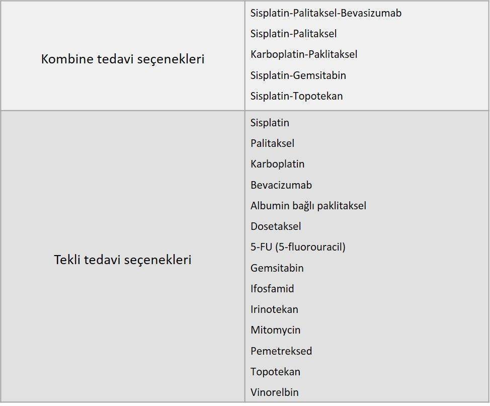 4 evre rahim ağzı kanseri tedavisinde kemoterapi ilaçları rejimleri serviks