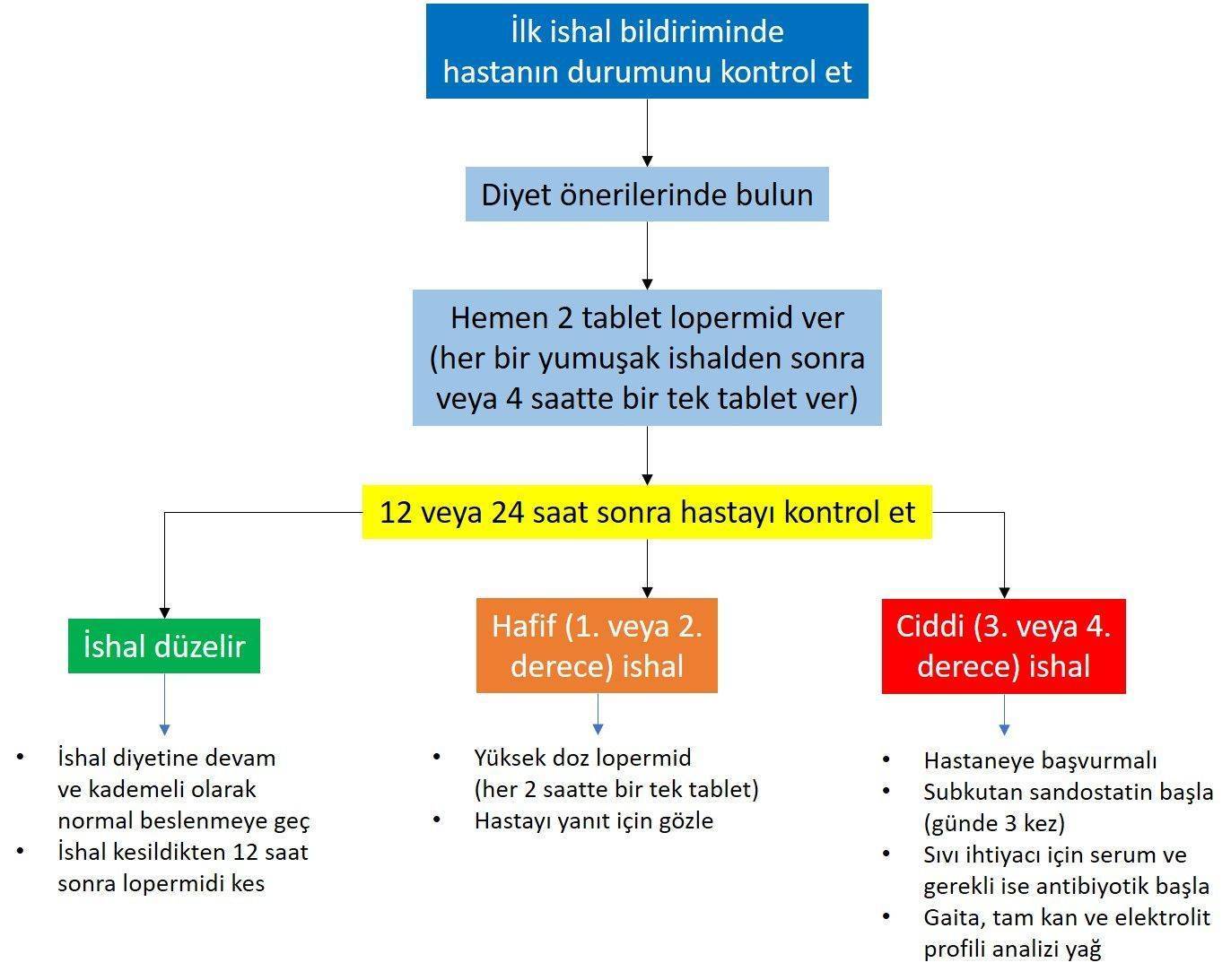 Kemoterapi nedenli ishal aşağıdaki tedavi algoritması ile yönetilebilir