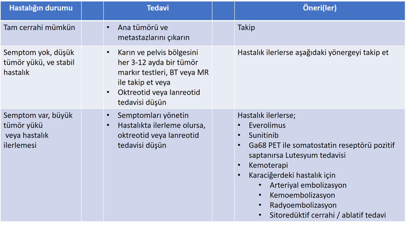Bölgesel olarak ileri veya metastatik pankreas nöroendokrin tümör standart tedavi algoritması