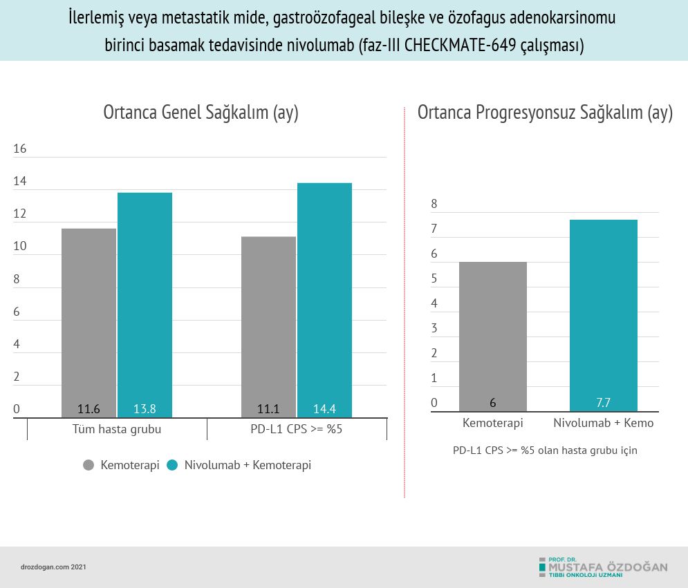 checkmate 649 mide kanseri birinci basamak tedavisi nivolumab